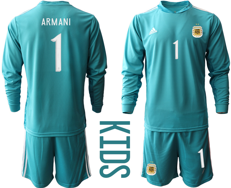 Youth 2020-2021 Season National team Argentina goalkeeper Long sleeve blue #1 Soccer Jersey->argentina jersey->Soccer Country Jersey